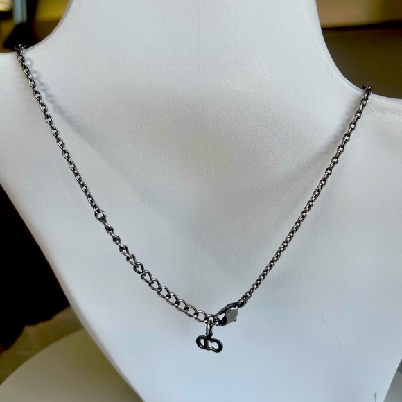 CHRISTIAN DIOR SIGNED GUNMETAL NECKLACE - Picture 12 of 12